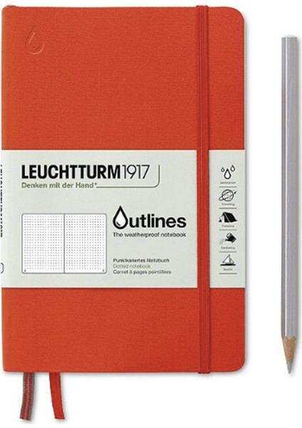 LEUCHTTURM1917 Outlines, Hava Koşullarına Dayanıklı B6+, Yumuşak Deri Kapak Signal Orange Defter