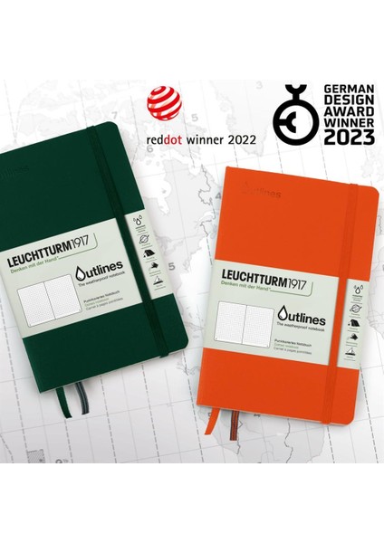 LEUCHTTURM1917 Outlines, Hava Koşullarına Dayanıklı B6+, Yumuşak Deri Kapak Signal Orange Defter