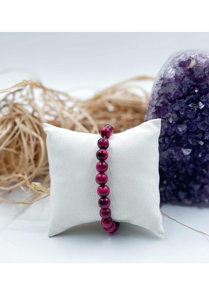 Kaplan Gözü Doğal Taş Bileklik 8 mm Küre Kesim