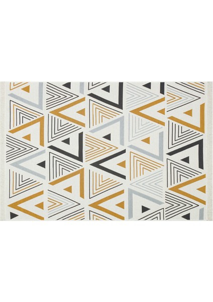 Arya Ar 18 Yellow Grey Yıkanabilir Çift Taraflı Modern Desenli Dokuma Kilim