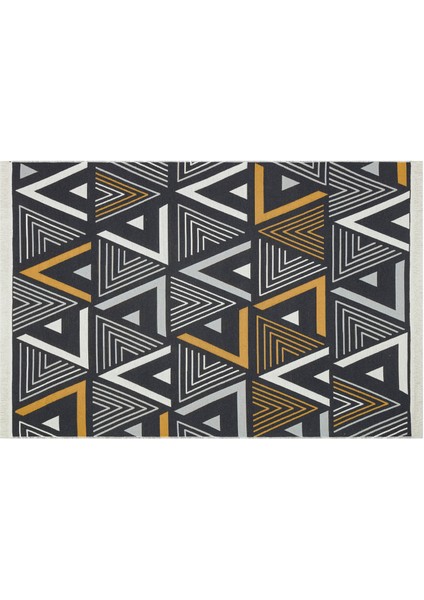 Arya Ar 18 Yellow Grey Yıkanabilir Çift Taraflı Modern Desenli Dokuma Kilim