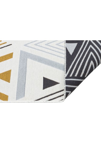 Arya Ar 18 Yellow Grey Yıkanabilir Çift Taraflı Modern Desenli Dokuma Kilim