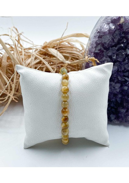 Kaplan Gözü Doğal Taş Bileklik 6 mm Küre Kesim