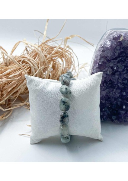 Benekli Jasper Doğal Taş Bileklik Tımbıl Kare Kesim