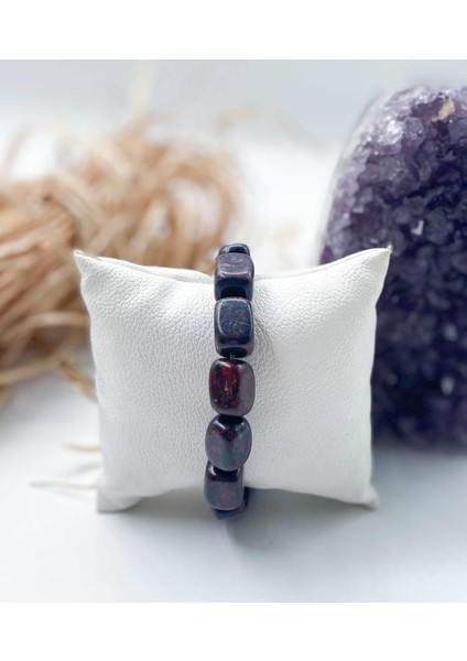 Rodonit Doğal Taş Bileklik Tımbıl Kare Kesim