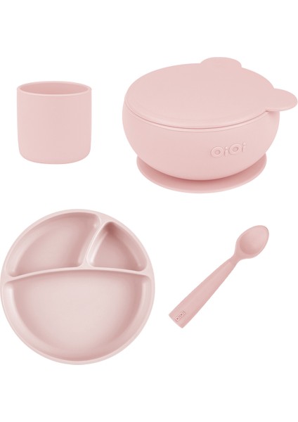 Pinky Pink Dörtlü Set(Tabak+Bardak+Kaşık+Kapaklıkase)