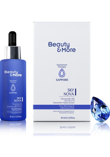 Safir Sky Nova & Aydınlatıcı Serum 30 ml Niacinamide 10% + Zinc PCA + Hamamelis Virginia Extract + Safir Powder