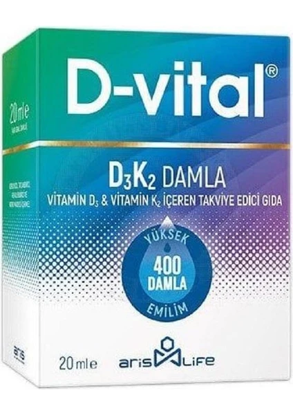 D Vital D3 K2 Vitamin D3 ve Vitamin K2 Damla