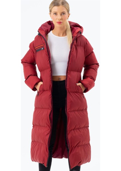 Z6756 Dewberry Bayan Şişme Kaban-Bordo