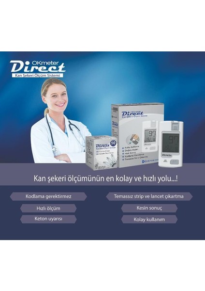 Okmeter Direct Ölçüm Cihazı ve 50 Adet Strip fiyatları