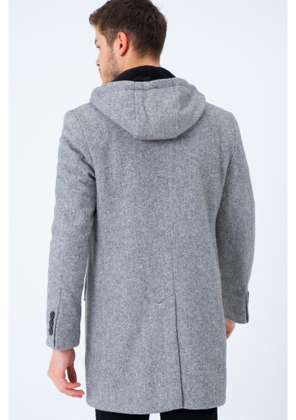 PLT8395 Dewberry Battal Palto-Diagonal Gri fiyatları