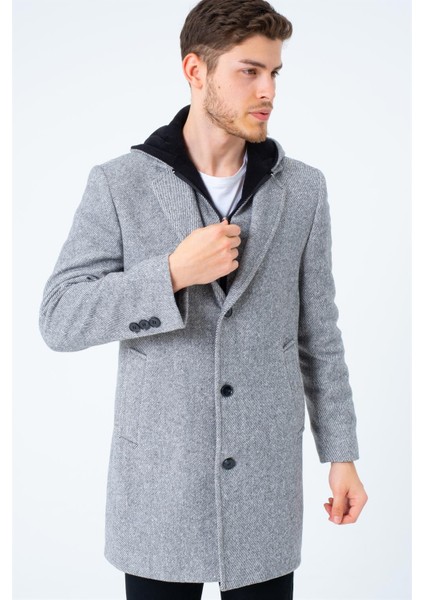 PLT8395 Dewberry Battal Palto-Diagonal Gri fırsatları