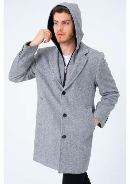 PLT8395 Dewberry Battal Palto-Diagonal Gri indirimleri