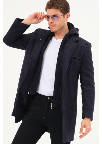 PLT8371 Dewbrry Erkek Palto-Diagonal Lacivert