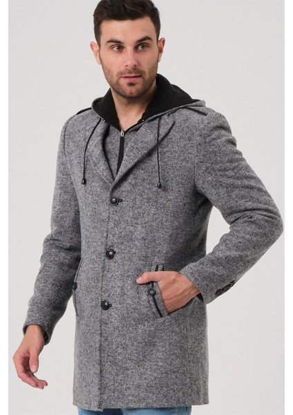 PLT8406 Dewberry Erkek Palto-Desenli Gri indirimleri