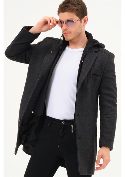 PLT8371 Dewbrry Erkek Palto-Diagonal Antrasıt