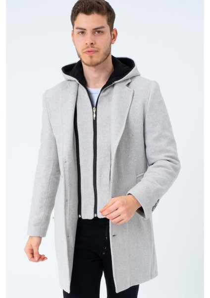 Battal Palto Desenli Bej Uzun Kollu %70 Yün %30 Polyester Erkek Midi Kaban fırsatları