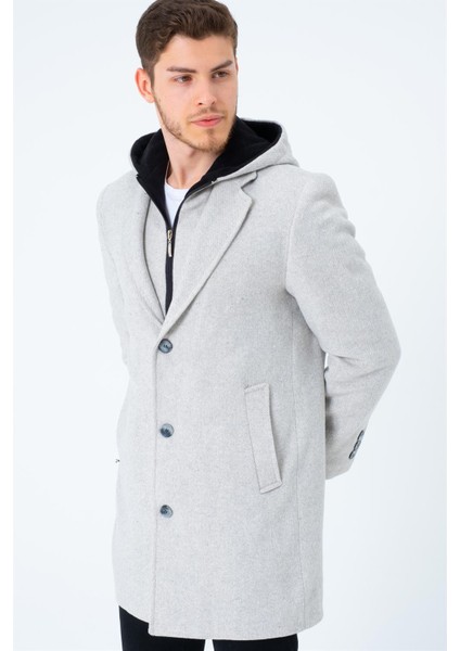 Battal Palto Desenli Bej Uzun Kollu %70 Yün %30 Polyester Erkek Midi Kaban indirimleri