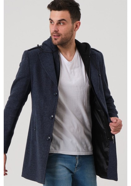 PLT8406 Dewberry Erkek Palto-Desenli Mavi modelleri