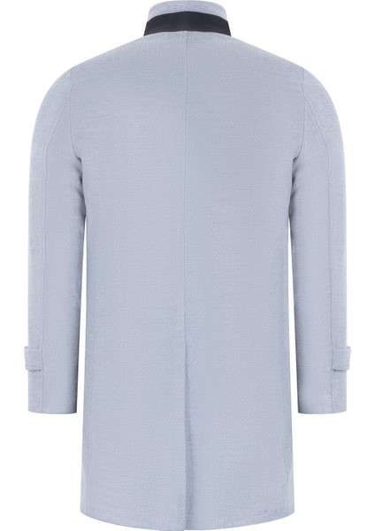 Erkek Palto Açık Gri Yün ve Polyester Karışımı Uzun Kol Düz Desenli fiyatları