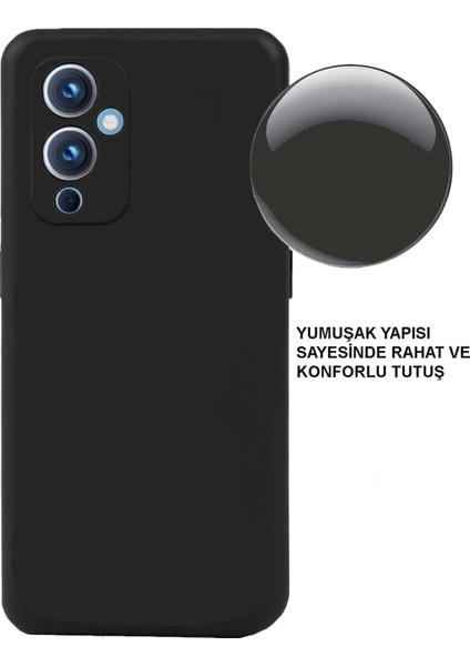 One Plus 9 ile Uyumlu Kapak Mat Siyah Yumuşak Silikon Kılıf