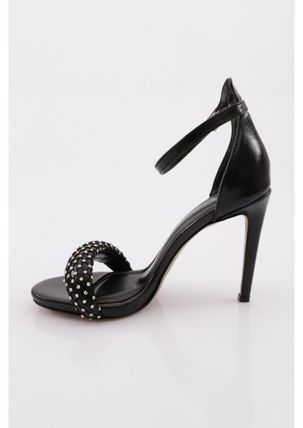 2040 Kadin File Detayli Taş Işli Topuklu Ayakkabi modelleri