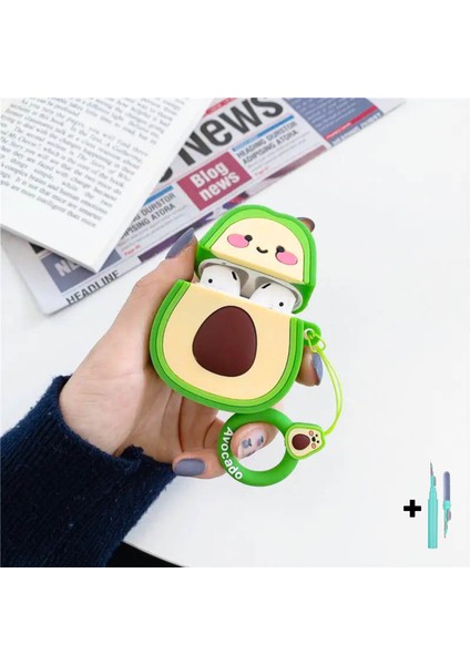 Airpods 1. ve 2. Nesil Uyumlu Avokado Kılıf ve Turkuaz 3'ü 1 Arada Kulaklık Temizleme Kalemi Seti modelleri