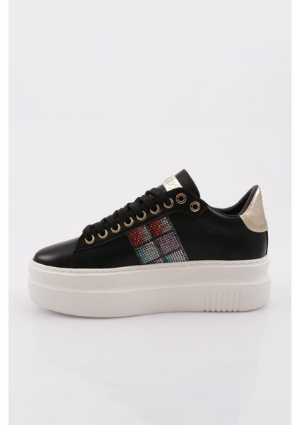 ES861 Kadin Kalin Taban Silver Taşli Sneakers Ayakkabi modelleri