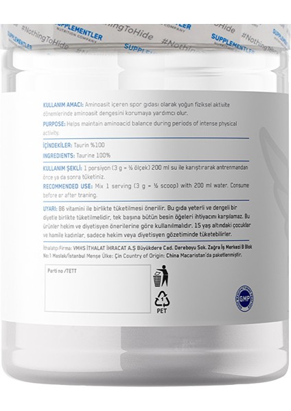 Taurine Powder 300 gr modelleri