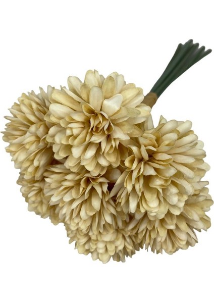 Yapay Çiçek Krizantem Kartopu Cappucino Rengi Renk 7 Ayrı Tek Dal Demet modelleri