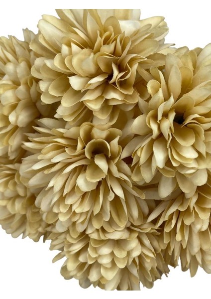 Yapay Çiçek Krizantem Kartopu Cappucino Rengi Renk 7 Ayrı Tek Dal Demet fırsatları