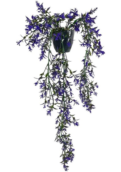 Yapay Çiçek Siyah Saksıda Sarkan TY60 Mor Bitki Yapay Sarmaşık 60CM