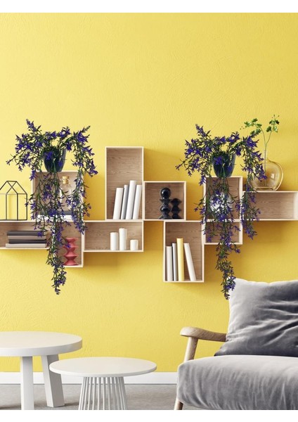 Yapay Çiçek Siyah Saksıda Sarkan TY60 Mor Bitki Yapay Sarmaşık 60CM