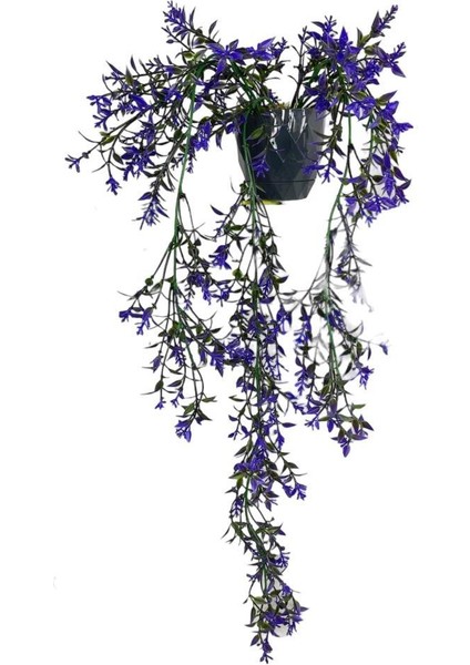 Yapay Çiçek Siyah Saksıda Sarkan TY60 Mor Bitki Yapay Sarmaşık 60CM