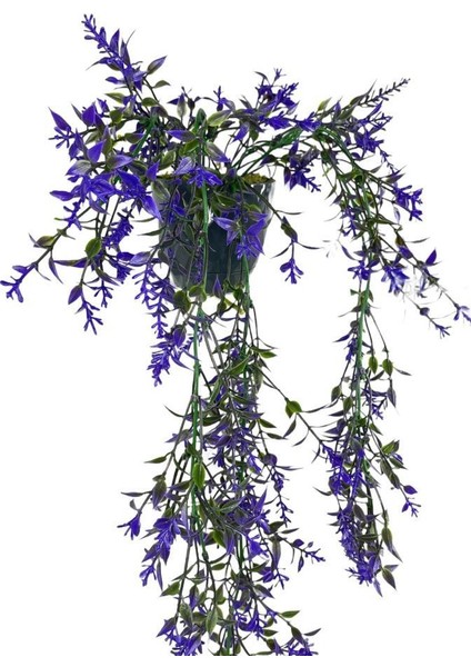 Yapay Çiçek Siyah Saksıda Sarkan TY60 Mor Bitki Yapay Sarmaşık 60CM