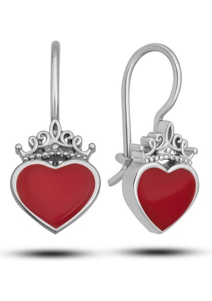 Gümüş Kırmızı Kalp Sallantılı Çocuk Küpe fiyatları