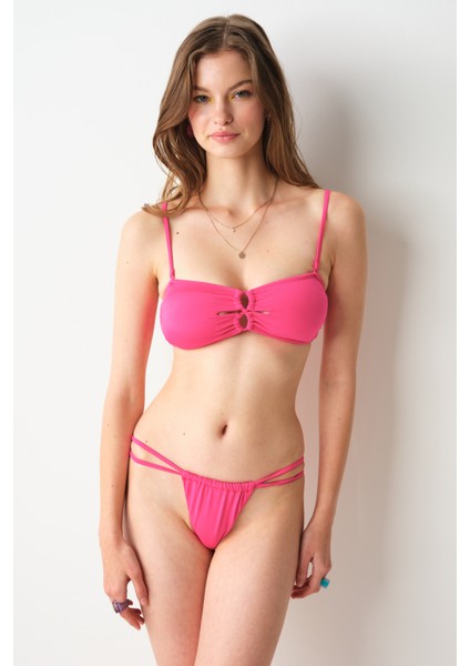 Berta Bantlı String Bikini Tek Alt Pembe 239206