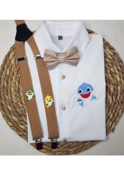 Baby Shark Konseptli Askı Papyon Gömlek