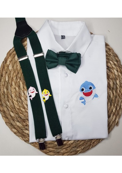Baby Shark Konseptli Askı Papyon Gömlek
