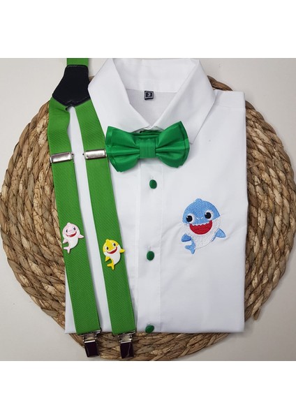 Baby Shark Konseptli Askı Papyon Gömlek