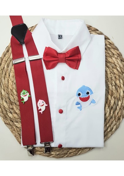 Baby Shark Konseptli Askı Papyon Gömlek
