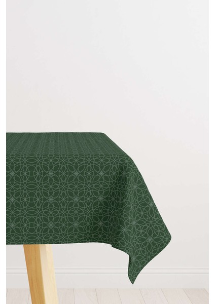 Yeşil Beyaz Ramazan Temalı Dekoratif Desenli Dijital Baskılı Masaörtüsü CGH1308-MS