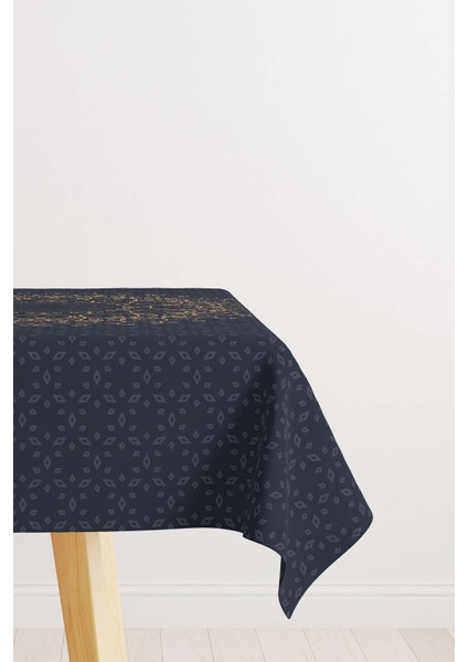 Lacivert Mavi Ramazan Temalı Motif Desenli Dijital Baskılı Masaörtüsü CGH1288-MS