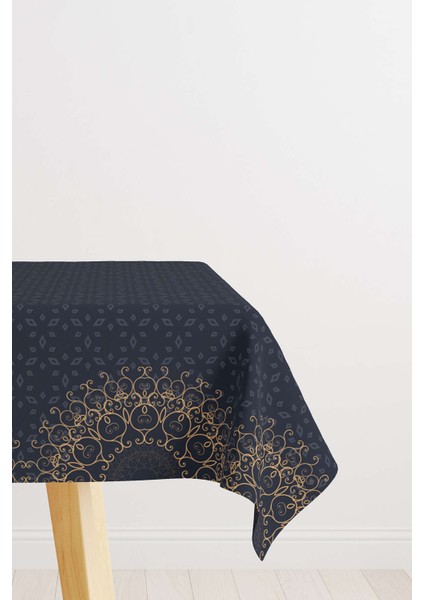 Lacivert Mavi Ramazan Temalı Motif Desenli Dijital Baskılı Masaörtüsü CGH1288-MS