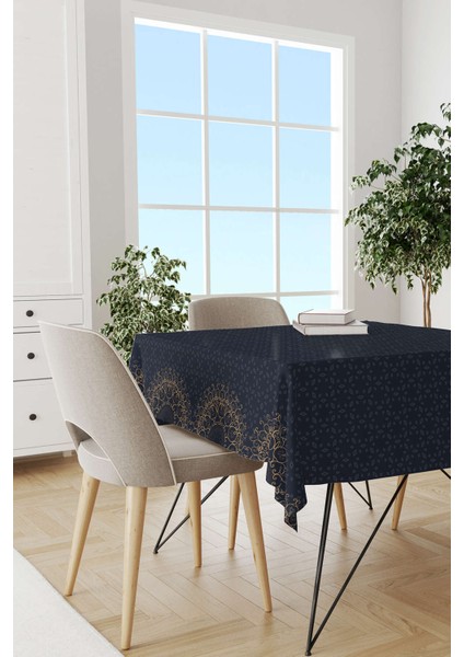 Lacivert Mavi Ramazan Temalı Motif Desenli Dijital Baskılı Masaörtüsü CGH1288-MS
