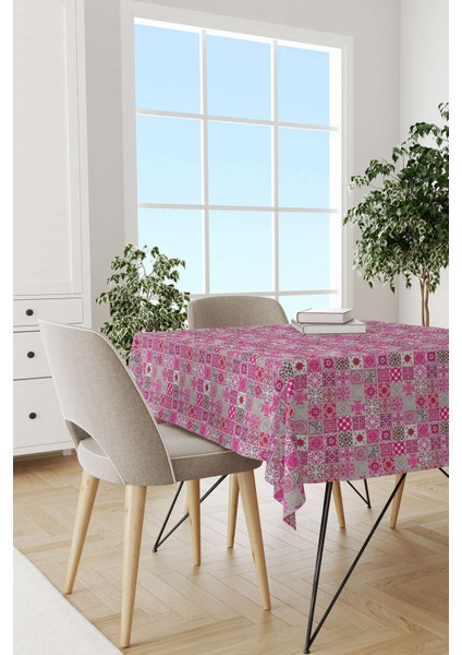 Pembe Gri Ramazan Temalı Dekoratif Desenli Dijital Baskılı Masaörtüsü CGH1327-MS