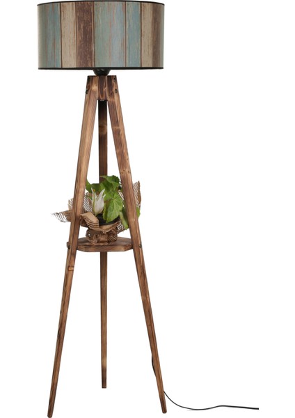 Sehbalı Tripod Lambader Silindir Renkli Abajurlu