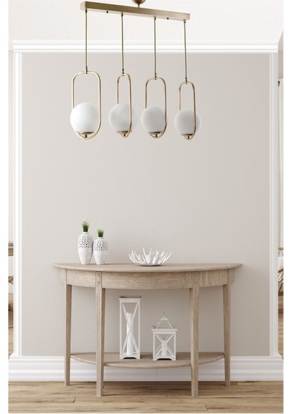Ahu 4 Lü Sıralı Beyaz Camlı Eskitme Sarkıt