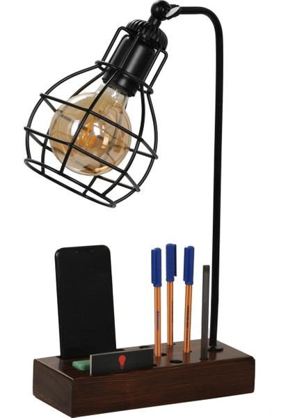 Lila Metal Kafesli Masa Lambası
