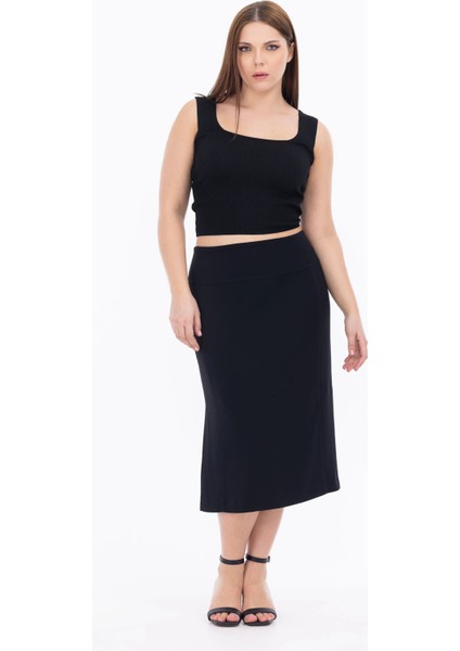 Büyük Beden Siyah Kadın Etek 23112001019